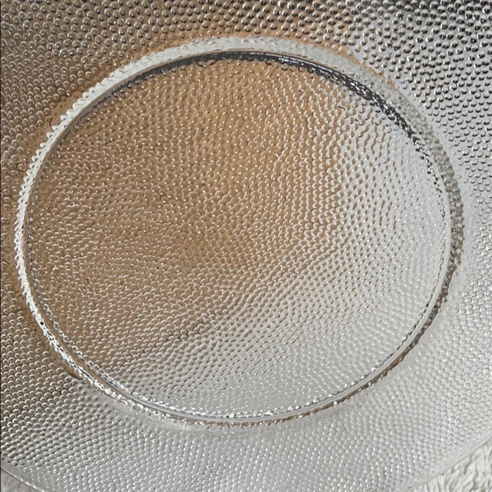 Pier 1 Imports Serving Platter Plate Pebbled Textured 12 1/2” Clear Glass